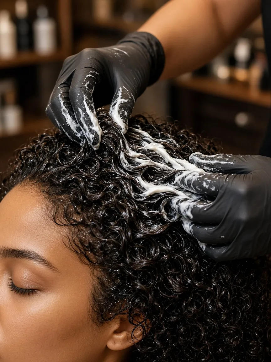 Tratamiento de hidratación profunda con botox capilar en cabello rizado